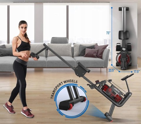 Wioślarz JOROTO MR23 składany z oporem wodnym, 150 kg, Bluetooth Wioślarz JOROTO MR23 składany z oporem wodnym, 150 kg, Bluetooth