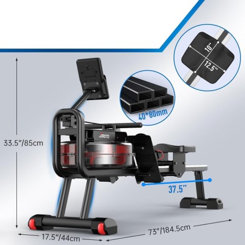 Wioślarz JOROTO MR23 składany z oporem wodnym, 150 kg, Bluetooth Wioślarz JOROTO MR23 składany z oporem wodnym, 150 kg, Bluetooth