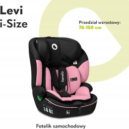 Fotelik 76-100cm 9-36kg SZEROKIE SIEDZISKO I-SIZE Lionelo Levi Różowy