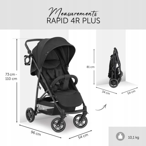 Hauck RAPID 4R Plus Wózek Spacerowy Black Hauck RAPID 4R Plus Wózek Spacerowy Black
