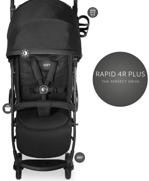 Hauck RAPID 4R Plus Wózek Spacerowy Black Hauck RAPID 4R Plus Wózek Spacerowy Black