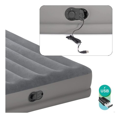 Materac Dmuchany Dwuosobowy Łóżko z Pompką USB Intex 64114 Materac Dmuchany Dwuosobowy Łóżko z Pompką USB Intex 64114
