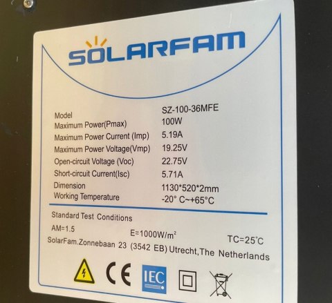 Panel solarny Solarfam flexible sz-100-36mfe 100W Panel solarny Solarfam flexible sz-100-36mfe 100W