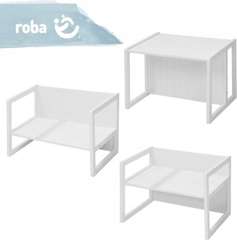 Roba ławka 2w1 stolik dla malucha drewno białe Roba ławka 2w1 stolik dla malucha drewno białe