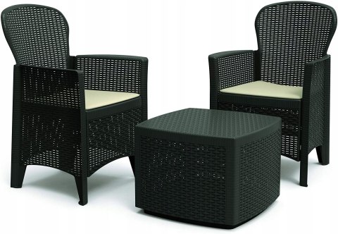 Zestaw mebli ogrodowych tworzywo sztuczne Decor4you szary 3 el. Zestaw mebli ogrodowych tworzywo sztuczne Decor4you szary 3 el.