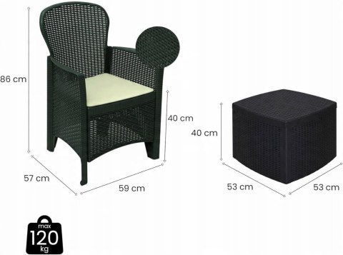 Zestaw mebli ogrodowych tworzywo sztuczne Decor4you szary 3 el. Zestaw mebli ogrodowych tworzywo sztuczne Decor4you szary 3 el.