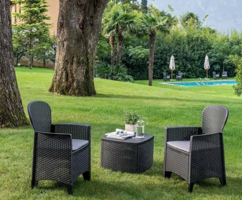 Zestaw mebli ogrodowych tworzywo sztuczne Decor4you szary 3 el. Zestaw mebli ogrodowych tworzywo sztuczne Decor4you szary 3 el.