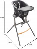 BEABA krzesło Up&Down, ergonomiczne regulowane ciemnoszare