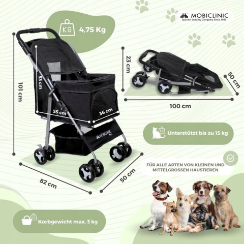 Mobiclinic Pets, składany wózek dla psa, do 15 kg Mobiclinic Pets, składany wózek dla psa, do 15 kg