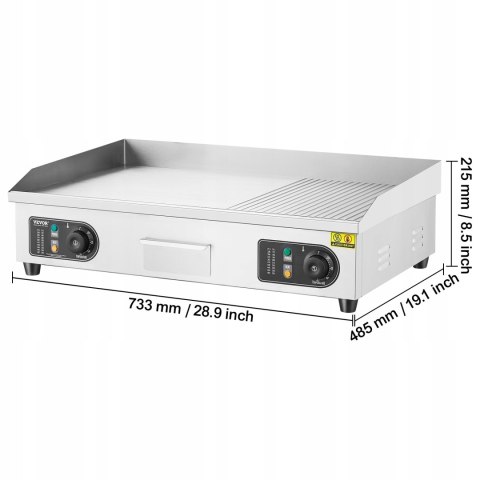 VEVOR Komercyjny grill elektryczny 4400W półpłaski grill do blatu roboczego VEVOR Komercyjny grill elektryczny 4400W półpłaski grill do blatu roboczego