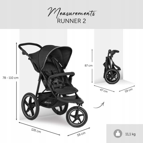 Wózek spacerowy sportowy Hauck Runner 2 black 25kg Wózek spacerowy sportowy Hauck Runner 2 black 25kg