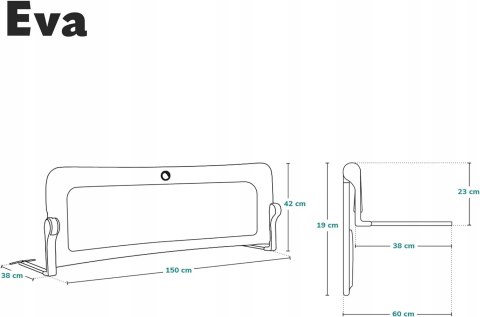Barierka ochronna do łóżka Lionelo EVA 150 cm Barierka ochronna do łóżka Lionelo EVA 150 cm