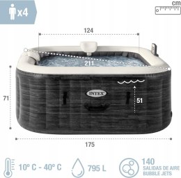 Intex Pure Spa 28450EX 4-miejscowy w kolorze łupkowo-szarym