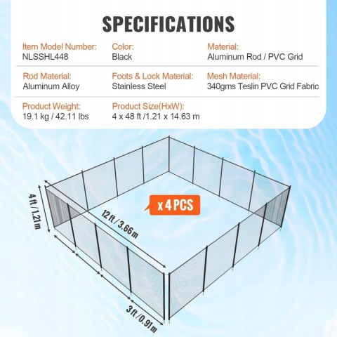 VEVOR Ogrodzenie basenu płot 1,22 x 14,63 m siatka ogrodzeniowa VEVOR Ogrodzenie basenu płot 1,22 x 14,63 m siatka ogrodzeniowa