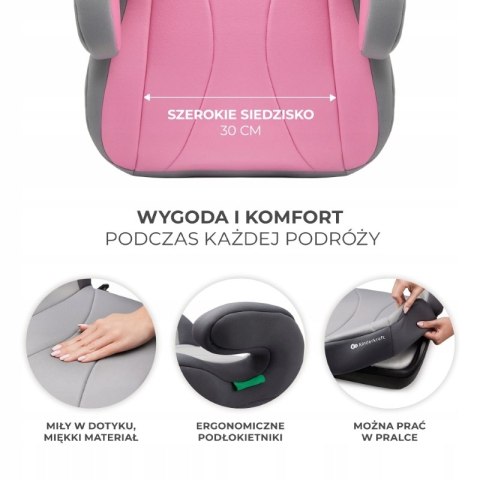 Kinderkraft i-Boost fotelik, podkładka samochodowa ISOFIX 15-36 kg Różowy Kinderkraft i-Boost fotelik, podkładka samochodowa ISOFIX 15-36 kg Różowy