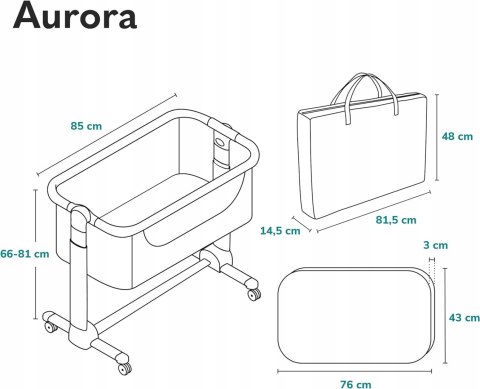 Łóżeczko dostawne + kołyska 3w1 Lionelo Aurora Łóżeczko dostawne + kołyska 3w1 Lionelo Aurora
