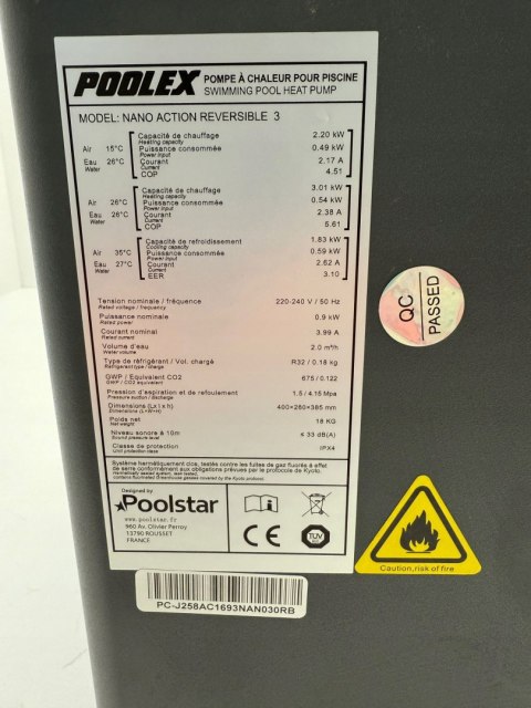 POOLEX Odwracalna pompa ciepła Nano Action 3W POOLEX Odwracalna pompa ciepła Nano Action 3W