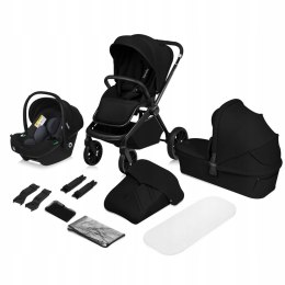 Wózek spacerowy gondola fotelik LIONELO LO-MIKA PLUS 3IN1 BLACK ONYX