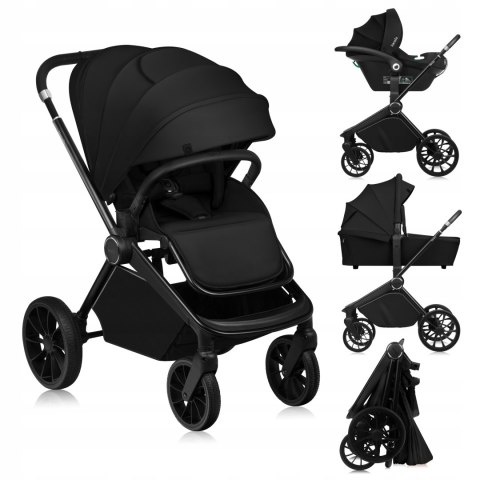Wózek spacerowy gondola fotelik LIONELO LO-MIKA PLUS 3IN1 BLACK ONYX Wózek spacerowy gondola fotelik LIONELO LO-MIKA PLUS 3IN1 BLACK ONYX