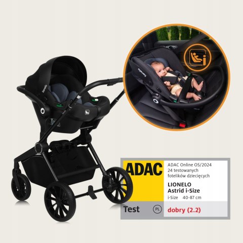 Wózek spacerowy gondola fotelik LIONELO LO-MIKA PLUS 3IN1 BLACK ONYX Wózek spacerowy gondola fotelik LIONELO LO-MIKA PLUS 3IN1 BLACK ONYX