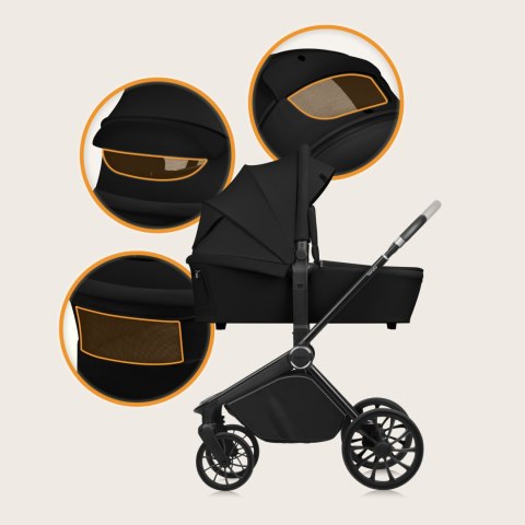 Wózek spacerowy gondola fotelik LIONELO LO-MIKA PLUS 3IN1 BLACK ONYX Wózek spacerowy gondola fotelik LIONELO LO-MIKA PLUS 3IN1 BLACK ONYX