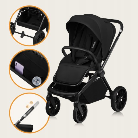 Wózek spacerowy gondola fotelik LIONELO LO-MIKA PLUS 3IN1 BLACK ONYX Wózek spacerowy gondola fotelik LIONELO LO-MIKA PLUS 3IN1 BLACK ONYX