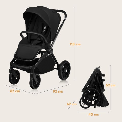 Wózek spacerowy gondola fotelik LIONELO LO-MIKA PLUS 3IN1 BLACK ONYX Wózek spacerowy gondola fotelik LIONELO LO-MIKA PLUS 3IN1 BLACK ONYX
