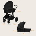 Wózek spacerowy gondola fotelik LIONELO LO-MIKA PLUS 3IN1 BLACK ONYX