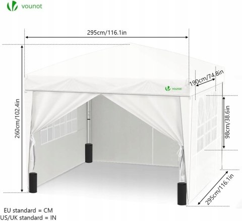 Pawilon namiot Vounot 4 ścianki 3 x 3 x 2,6m Pawilon namiot Vounot 4 ścianki 3 x 3 x 2,6m
