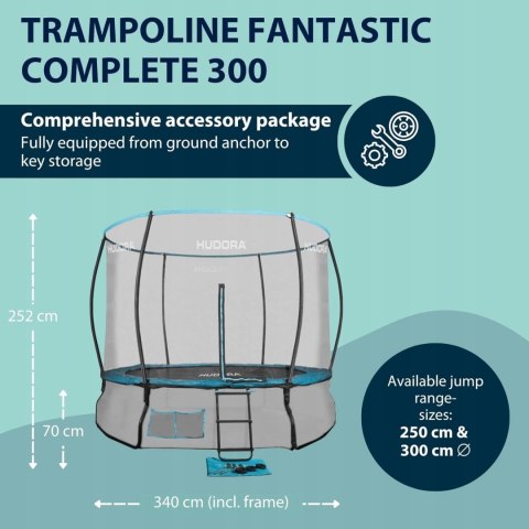 Trampolina Hudora Fantastic Complete 300 cm, drabinka Trampolina Hudora Fantastic Complete 300 cm, drabinka