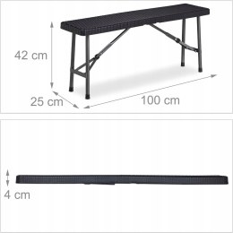 Relaxdays Ławka ogrodowa kempingowa 2szt 100cm czarny