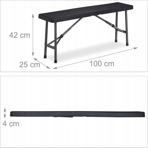 Relaxdays Ławka ogrodowa kempingowa 2szt 100cm czarny Relaxdays Ławka ogrodowa kempingowa 2szt 100cm czarny