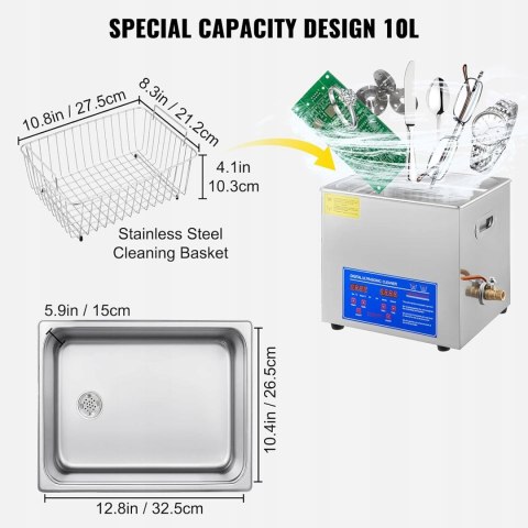 Myjka ultradźwiękowa BananaB 10L 250 W Myjka ultradźwiękowa BananaB 10L 250 W