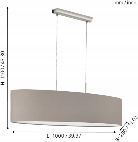 EGLO Lampa wisząca Pasteri na 2 żarówki EGLO Lampa wisząca Pasteri na 2 żarówki