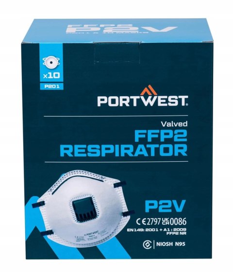 Portwest P201 Półmaska FFP2 z zaworkiem, Biały 10 sztuk Portwest P201 Półmaska FFP2 z zaworkiem, Biały 10 sztuk