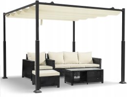 VOUNOT 3x3m Metalowa pergola z rozsuwanym dachem, altana z daszkiem