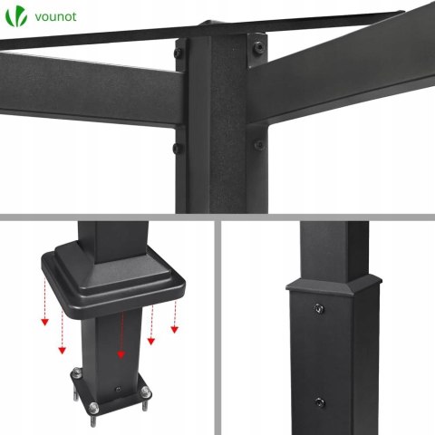VOUNOT 3x3m Metalowa pergola z rozsuwanym dachem, altana z daszkiem VOUNOT 3x3m Metalowa pergola z rozsuwanym dachem, altana z daszkiem