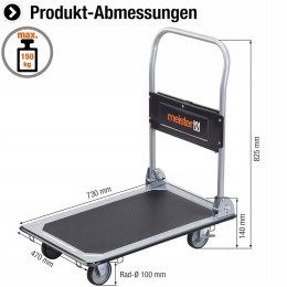 Wózek platformowy składany z hamulcem maks. 150 kg