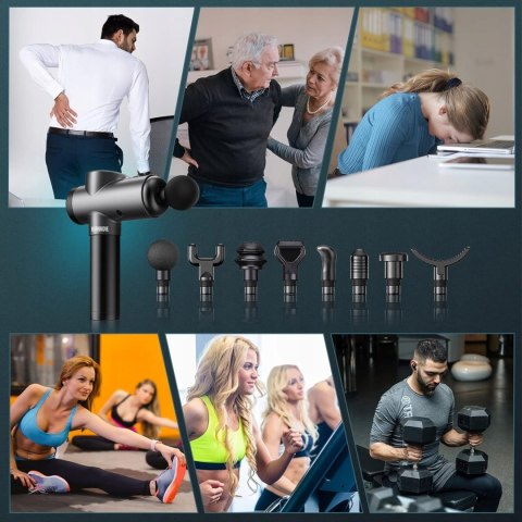 BURNNOVE Elektryczny Pistolet do Masażu Głębokiej Tkanki LED