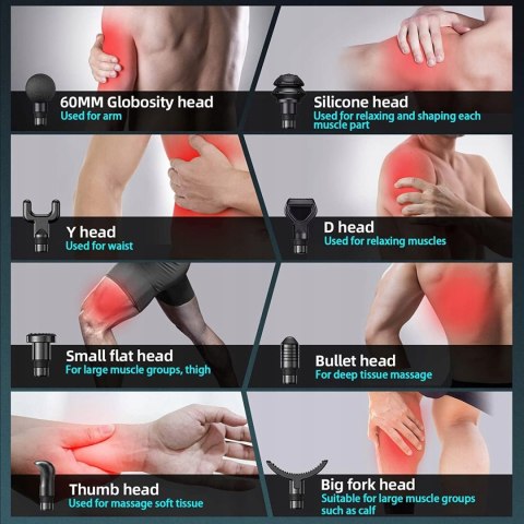 BURNNOVE Elektryczny Pistolet do Masażu Głębokiej Tkanki LED