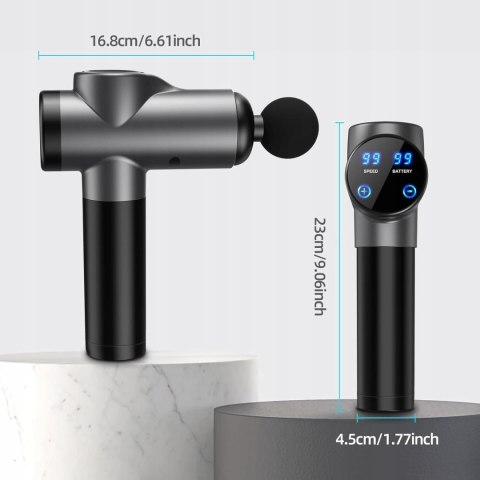 BURNNOVE Elektryczny Pistolet do Masażu Głębokiej Tkanki LED