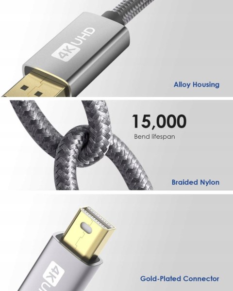 Kabel Silkland Mini DisplayPort na Displayport 1m Kabel Silkland Mini DisplayPort na Displayport 1m
