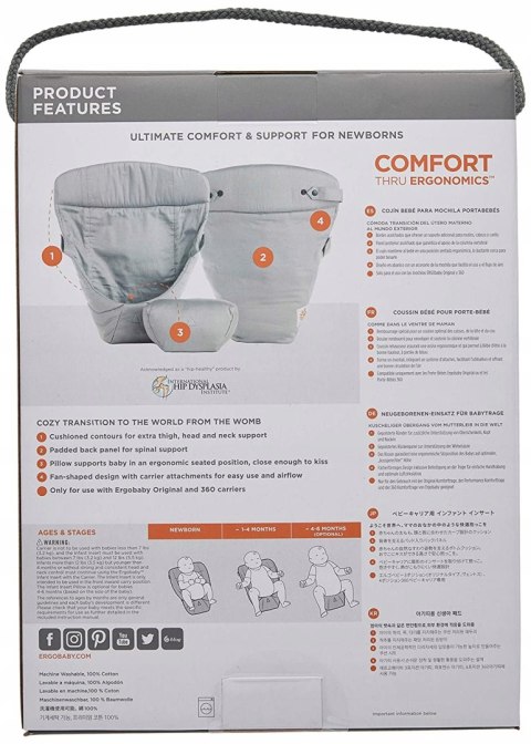 Wkładka do nosidełka ERGobaby Easy Snug, szara Wkładka do nosidełka ERGobaby Easy Snug, szara