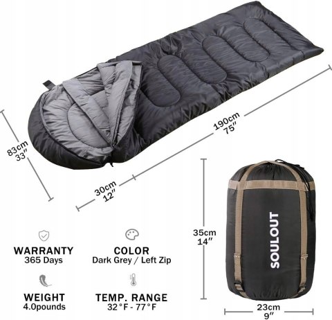 Śpiwór SONGMICS trekkingowy całoroczny ciepły 0-25°C Śpiwór SONGMICS trekkingowy całoroczny ciepły 0-25°C