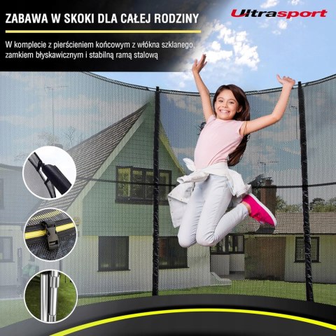 Trampolina z siatką Ultrasport 244 cm FT 8 (244-252 cm) Trampolina z siatką Ultrasport 244 cm FT 8 (244-252 cm)