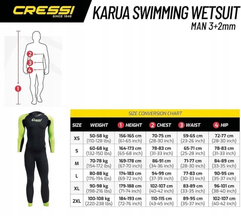 Kombinezon pływacki mężczyzna Cressi Karua Swimsuit 3/2mm XS Kombinezon pływacki mężczyzna Cressi Karua Swimsuit 3/2mm XS