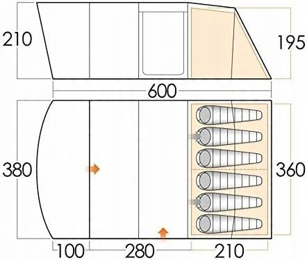 Namiot tunelowy Vango Farnham Atlantic 600 6 osobowy 2 sypialnie Namiot tunelowy Vango Farnham Atlantic 600 6 osobowy 2 sypialnie