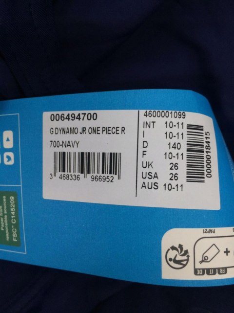 Arena strój kąpielowy jednoczęściowy niebieski rozmiar D 140 / UK26 / 10-11