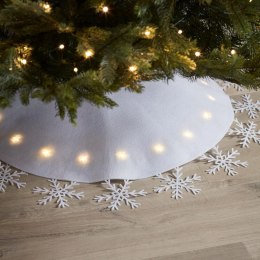 Lights4fun Dywanik pod choinkę LED biały płatki śniegu 90 cm