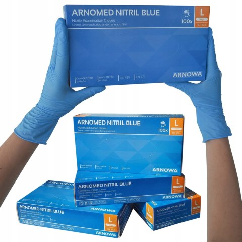 RĘKAWICE NITRYLOWE BEZPUDROWE 100 SZTUK BLUE L